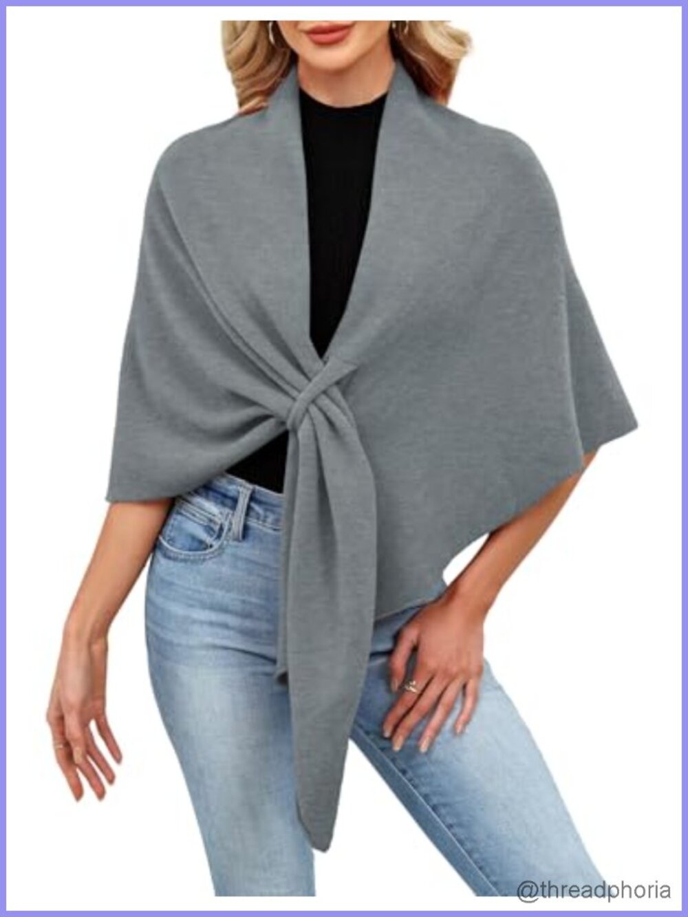 iWoo Women's Knitted Open Front Poncho Sweater Shawl Wrap for Fall Winter